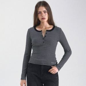 [후아유]여성 Ribbed Henry Neck T-shirt WHLAF3822F