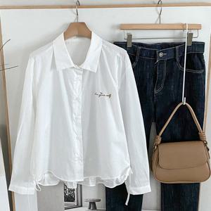 샵앤) 여성 카라넥 언발 뒷면 플리츠 면100 긴팔 블라우스 BONG-WBL-4709-아이보리