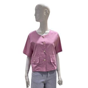 [에이비에프지]자개단추 페이크포켓 반팔 면 자켓 AGNZ3ZJ03H