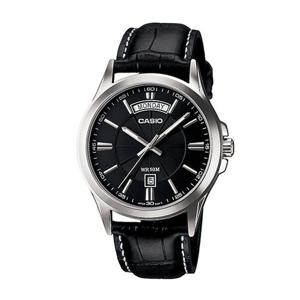 카시오 남성 가죽 손목 시계 MTP-1381L-1A