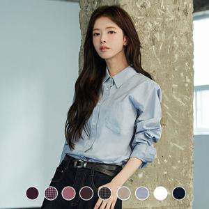 [지오다노]여성 가을 간절기 소프트 포플린 긴팔 면 셔츠 345901