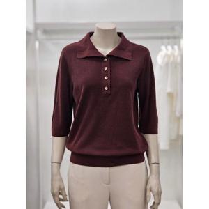 프렐린 세이브존02 카라넥 7부 소매 니트 RWP253S10