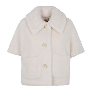 막스마라 아이보리 인조 퍼 텍스처 케이프 2524736062600 001