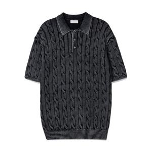 [리빌모아]남자 케이블 피그먼트 카라 반팔 니트티 GN-KNH-Q016-