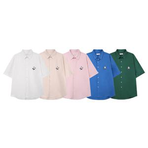 남자 서핑베어 자수 코튼 반팔 셔츠 DS-SHH-Q230-그린