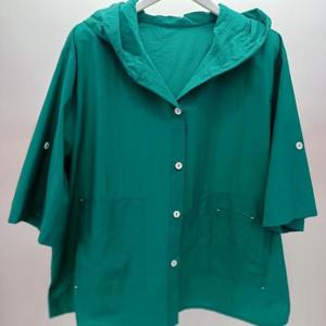 Latium HC06 국내생산 스판 얇고 가벼운 롤업 주머니 후드 남방형 셔츠블라우스 T2531bl03G