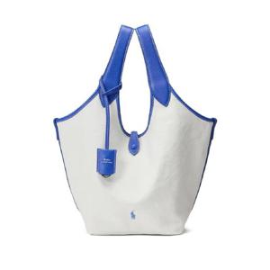 폴로 랄프로렌 레더 트리밍 캔버스 토트 백 428967740