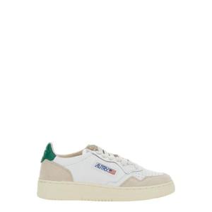 AUTRY Medalist White Low Top Sneakers with Green Suede Details in Leather Woman AULWLS23WHTAMAZ