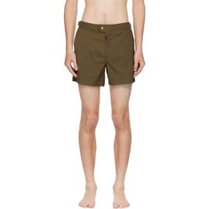 25 FW 톰포드 남성 카키 나일론 스윔 쇼츠 252076M208001