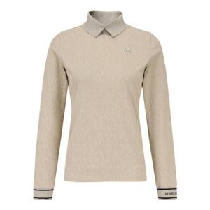 [파리게이츠] (521E3TI203)여성 스마일 패치 링클 엠보 칼라 티셔츠