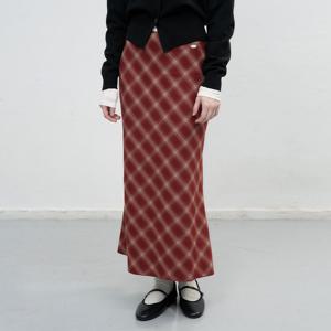 WOMAN 빈티지 체크 롱 스커트 [RED] / WBE3L13506