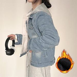 WS-DN05 청 털안감 아우터 여성 데님 후드 자켓 의류 데일리 기모
