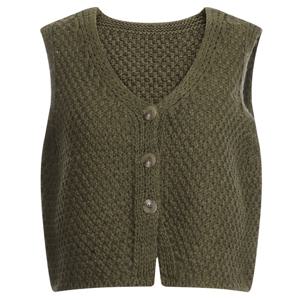 샵앤) 여성 V넥 단추오픈 세미크롭 6컬러 쫀쫀 니트 조끼 BOM-WVS-20784-카키