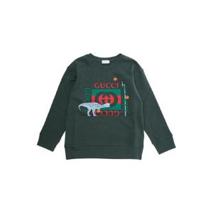GUCCI KIDS Green Sweatshirt with Front Logo Print in Cotton Boy 569693XJHFI3010