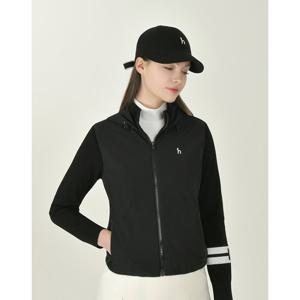 헤지스 골프 여성 25FW 블랙 여성 우븐 방풍 하이브리드 집업 니트 HWSW5D720BK