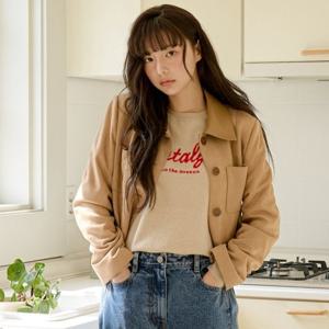 [올리브데올리브]카라배색 스웨이드 크롭자켓 OH5XJ169