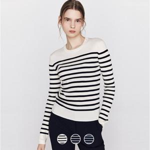 [지오다노]여자 간절기 스트라이프 얇은 니트 스웨터 355908