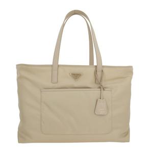 프라다 베이지 나일론 사피아노 가죽 트림 토트백 1BG527VOOO R