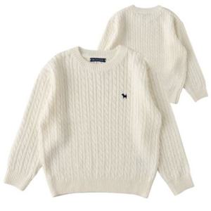 [블루독8-키즈] 크림 케이블니트풀오버 울스웨터 겨울 티셔츠 두돌선물 초등학생 25A7530001