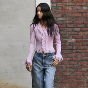 [에고이스트][BLUE LABEL] 프린지 V넥가디건 ER3OKG01