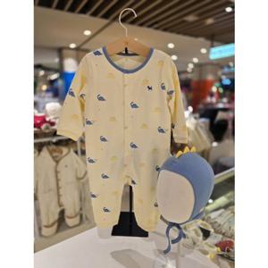 [블루독베이비] 25 FW(YE)디노프렌치세트우주복(45C7004110)출산 백일 신생아 선물 유아 아가옷 모자 (45C7