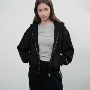 WOMAN 레이스 라벨 후드 집업 [BLACK] / WBE3L02506