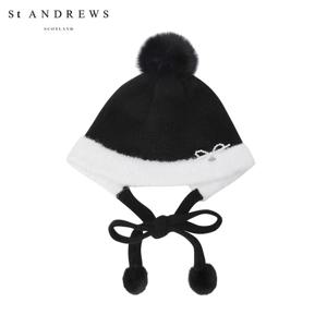 [세인트앤드류스] 여성 리본 폼폼이 스트랩 비니