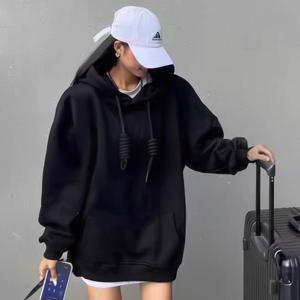 샵앤) 여성 빅사이즈 데일리 무지 맨투맨 후드 티셔츠 21DS-WSH-4903-블랙