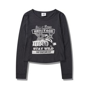 [지프]여성 라운드넥 그래픽 크롭티 긴팔 티셔츠 JP4TSF027