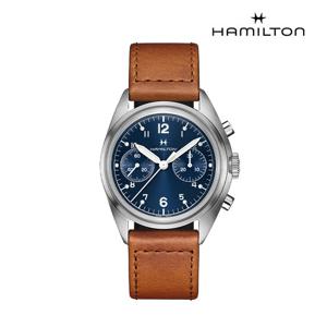 [해밀턴][공식] 카키 파일럿 파이오니어 메커니컬 크로노블루 40mm 가죽스트랩H76409540