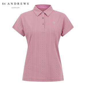 [세인트앤드류스] 여성 케이블 니트 라이크 카라 반팔 티셔츠 821E3TSA22_PK