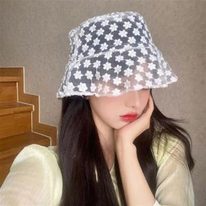 아일렛 시스루 벙거지 버킷햇 레이스 자수버킷햇