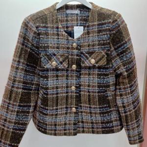 Latium HC06 숏짧은 크롭 주머니 체크 가을 겨울 깔끔한 트위드쟈켓 T2541jk01B