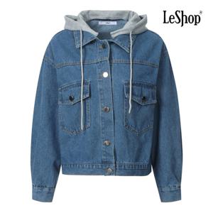 [르샵]반전 아트 프린팅 후드 배색 데님 자켓 BP9JK007A
