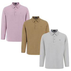 [파리게이츠]511E4TO302-남성 로고 슬릿 헴 칼라 기모 티셔츠-(25년겨울)