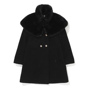 [빈HU] (BZ64CT01BK) 블랙 퍼 케이프 울 코트