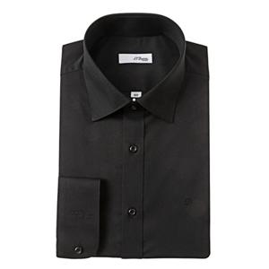 듀퐁셔츠 25 F W SE5FM12LS905SBK  블랙 솔리드 노포켓 소매 로고 일반핏  긴소매 스판 셔츠