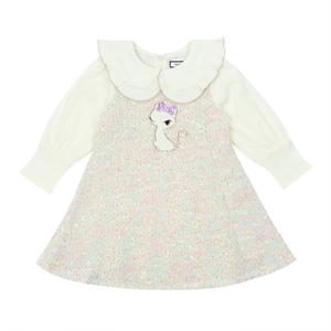 [프렌치캣(백)]아이보리 트위드 배색원피스(Q45DSO010)