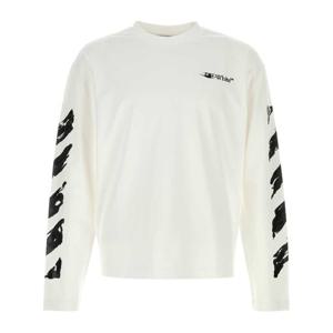 오프화이트 프린트 슬리브 크루넥 코튼 티셔츠 OMAB09CF25JER00