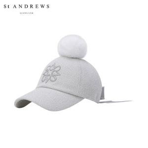 [세인트앤드류스] 여성 글리터 별 심볼 방울 트위드 리본 볼캡 821E4CP084_GY