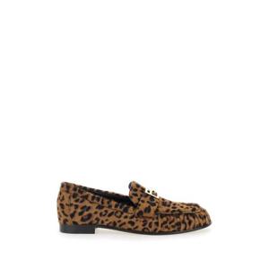 FENDI Brown Loafers with FF Plaque and Leopard Motif in Brushed Leather Woman 8D8756AY9SF1TOP