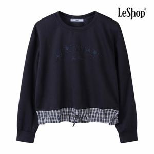 [르샵] 체크 배색 스트링 자수 티셔츠 (BPATS005A)