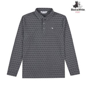 [블랙앤화이트] 남성 자카드 긴팔 티셔츠 9385GBJP_NAVY