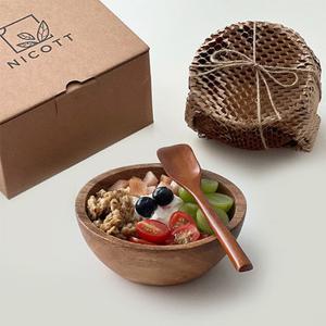 [쇼핑백증정] 니코트 우드 홈카페 요거트볼+스푼 선물세트 4P