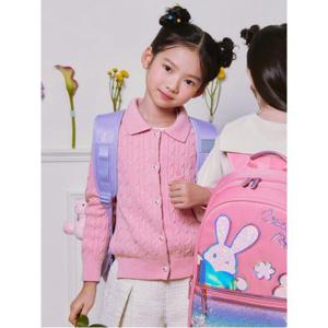 [빈폴키즈][Essential] 여아 면 T칼라 케이블 카디건 라이트 핑크 (BI415AGE2Y)