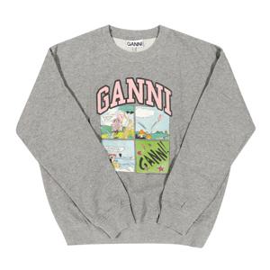 GANNI T4284 921 아이솔리 만화 그래픽 로고 오버사이즈 여성 맨투맨