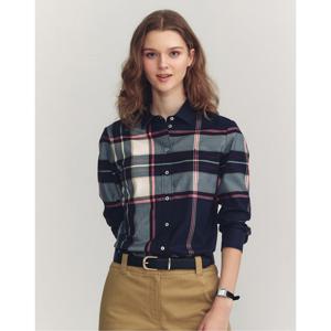 헤지스 여성 24FW 스테디셀러네이비 체크 면 긴소매셔츠 WSSH4DC81N2