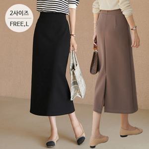 [클릭앤퍼니] 기모추가 텐즈니슬릿 H라인스커트[FREE,L사이즈]