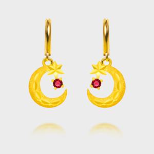 [베티블루] 999 24K 순금 초승달 플라워 꽃 7.5g 금 원터치 귀걸이