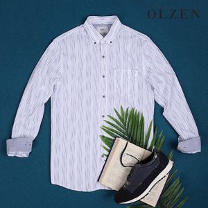 [올젠] 캐쥬얼 변형 스트라이프 셔츠 (ZOZ1WC1107)